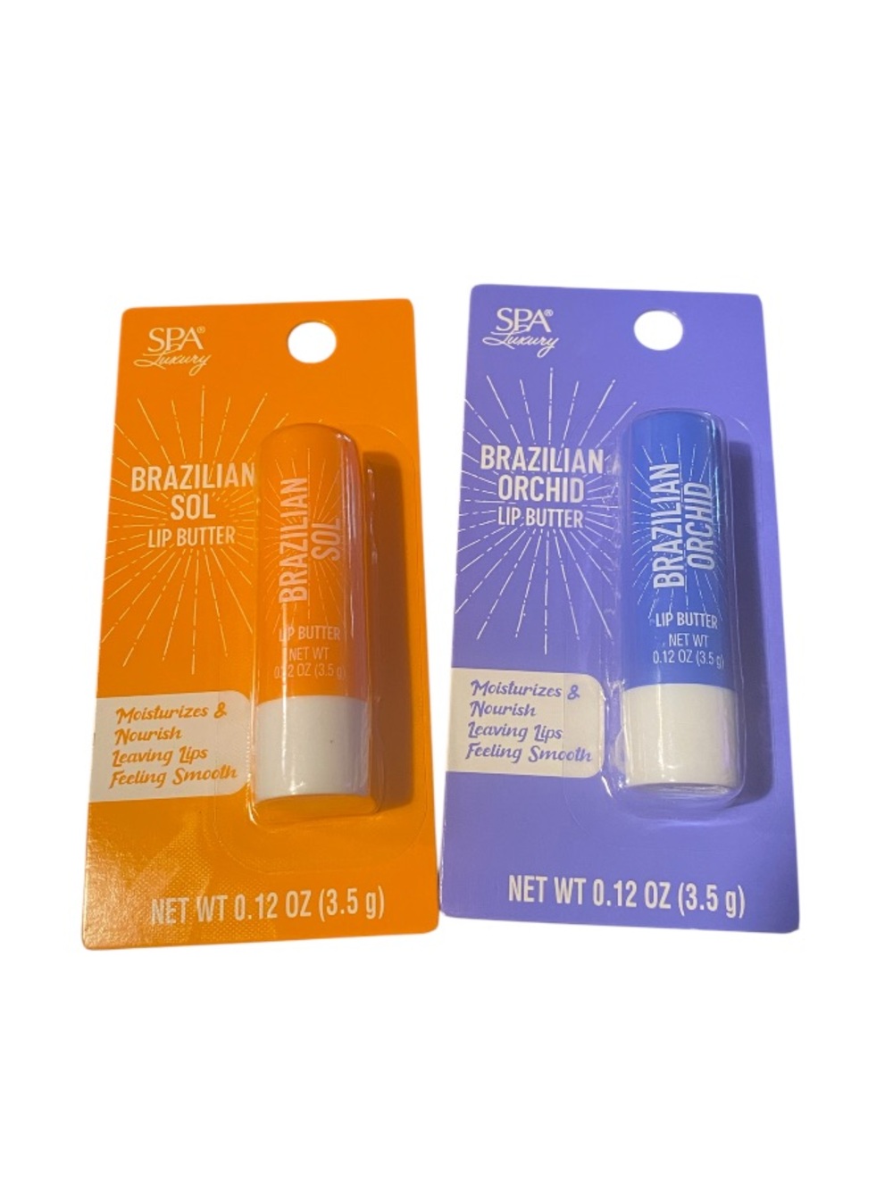 Set of SPA Luxury Brazilian Sol lip butter.